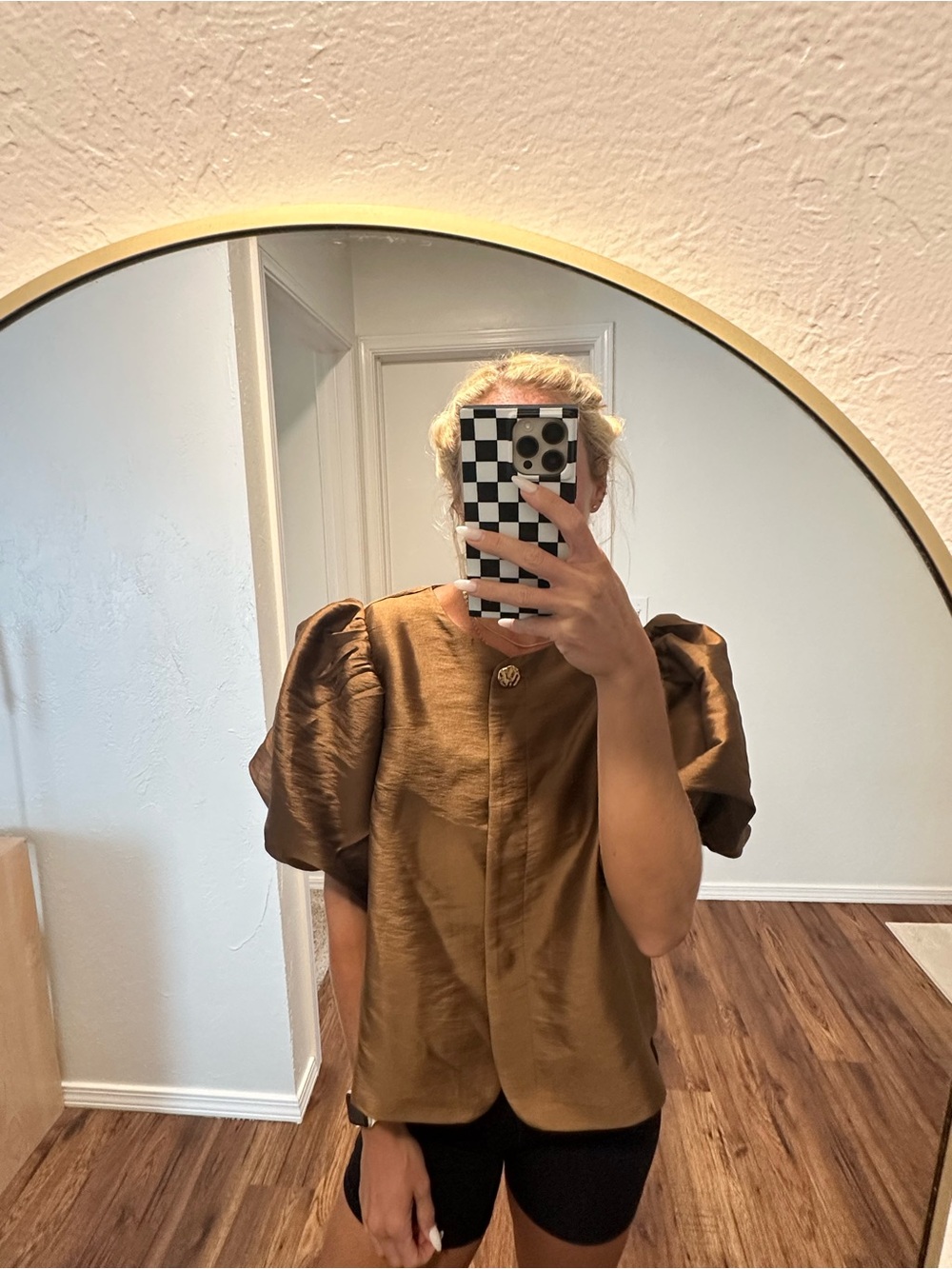 H&M brown puff sleeve top